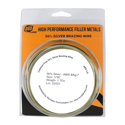 SÜA 56% silver brazing wire labeled 1 troy ounce, 1/16 inch