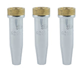 Three 6290-NX cutting tips with silver shells and brass seats