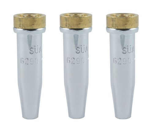 Three 6290-NX cutting tips with silver shells and brass seats