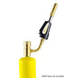 Swivel torch pointing upward on optional fuel cylinder