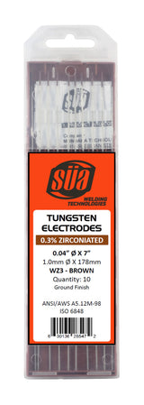 SÜA brown-tip 0.3% zirconiated tungsten electrode pack