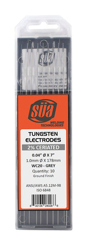 SÜA gray-tip 2% ceriated tungsten electrodes in case