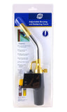Self-igniting brazing torch in retail packaging
