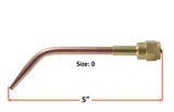 Size 0 W-1 welding tip length diagram