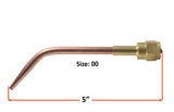 Size 00 W-1 welding tip length diagram