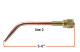 Size 2 W-1 welding tip length diagram