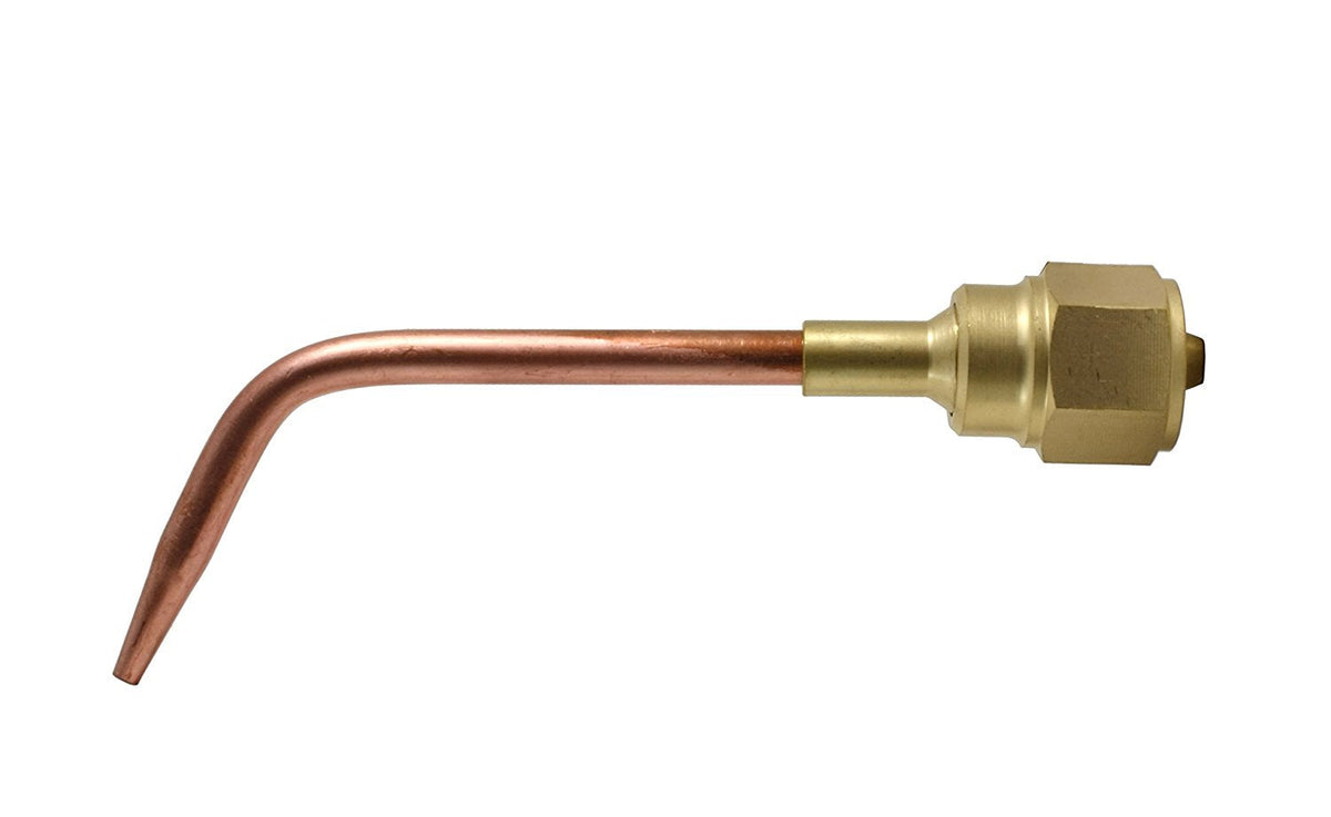 Single W-series bent copper welding tip with brass mixer
