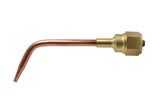 Single W-series bent copper welding tip with brass mixer