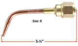 Size 0 W-series welding tip length diagram