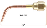 Size 000 W-series welding tip length diagram