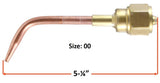Size 00 W-series welding tip length diagram