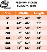 SÜA welding jacket size chart