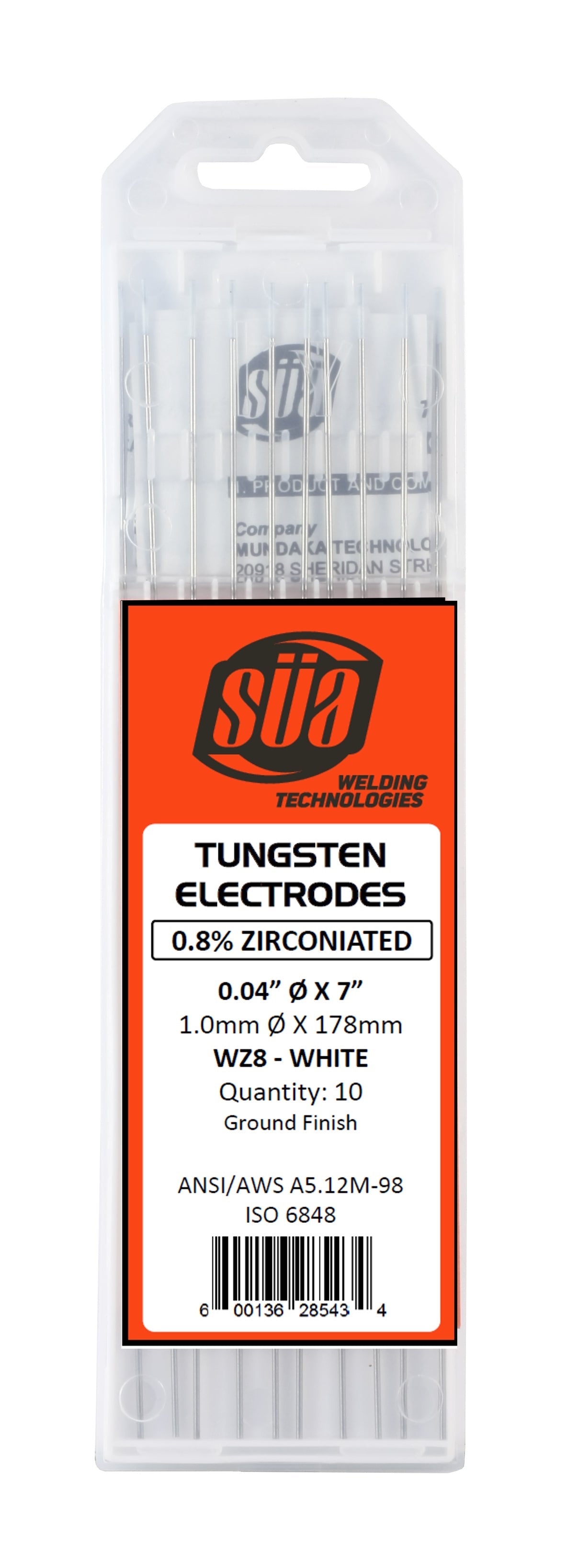 SÜA white-tip zirconiated tungsten retail package