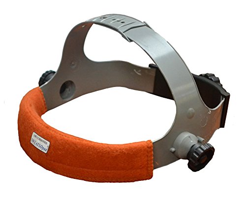 Orange Weldas SWEATSOpad fitted to welding helmet headgear
