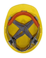 SWEATSOpad installed inside a yellow hard hat suspension