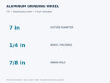 T27 aluminum grinding wheel diameter, thickness and arbor size chart
