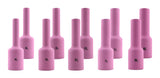 Ten assorted long 54N ceramic TIG gas-lens cups
