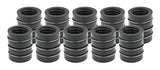 Ten black ribbed MIG nozzle insulators