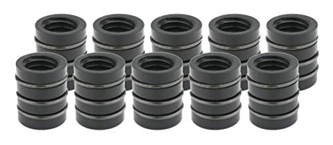 Ten black ribbed MIG nozzle insulators