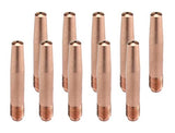 Ten copper 14T tapered MIG contact tips