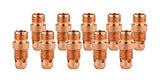 Ten copper stubby TIG collet bodies