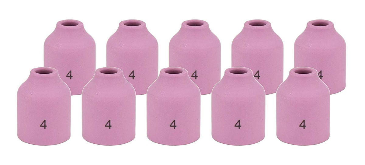 Ten size 4 regular 53N ceramic TIG gas-lens cups