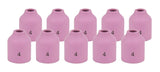 Ten size 4 regular 53N ceramic TIG gas-lens cups