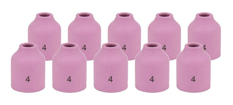 Ten size 4 regular 53N ceramic TIG gas-lens cups