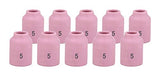 Ten size 5 regular 53N ceramic TIG gas-lens cups