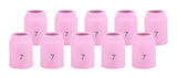 Ten size 7 regular 53N ceramic TIG gas-lens cups