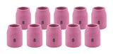 Ten size 8 regular 53N ceramic TIG gas-lens cups