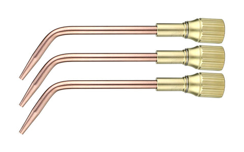 Three 23A90 copper welding tips with brass mixers