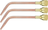 Three 23A90 copper welding tips with brass mixers