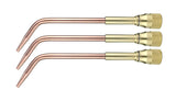 Three 23A90 copper welding tips with brass mixers