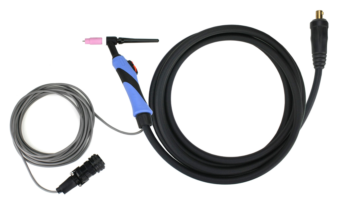 TIG torch assembly with finger control and 14-pin signal cable