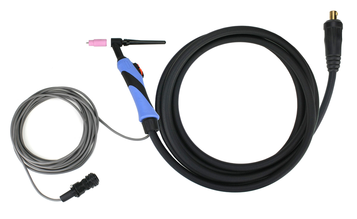 TIG torch assembly with finger control and 6-pin signal cable