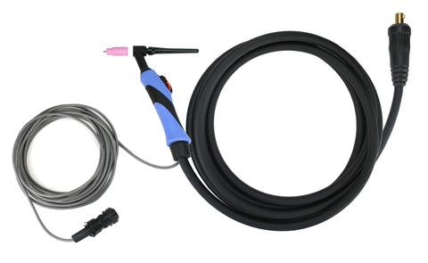 TIG torch assembly with finger control and 6-pin signal cable