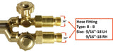 Torch Type B hose fittings and thread dimensions