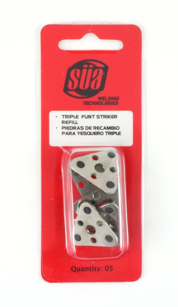 Five triple-flint replacement assemblies in retail pack