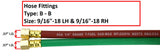 Twin hose Type B fittings and thread dimensions