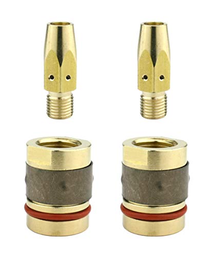 Two 169-728 MIG tip holders with two 169-729 nozzle adapters
