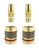 Two 169-728 MIG tip holders with two 169-729 nozzle adapters
