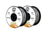 Two labeled 2 lb flux-cored welding wire spools