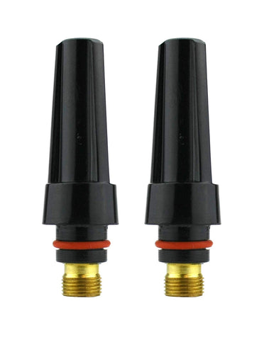 Two medium black TIG back caps with brass threads and O-rings