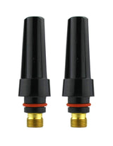Two medium black TIG back caps with brass threads and O-rings