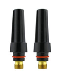 Two medium black TIG back caps with brass threads and O-rings