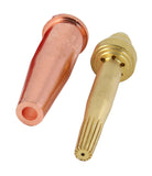 Two-piece cutting tip with copper shell separated from brass insert