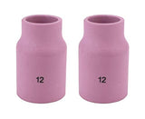 Two size 12 regular large-diameter TIG gas-lens cups