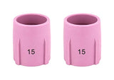 Two size 15 regular large-diameter TIG gas-lens cups