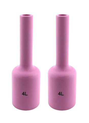 Two size 4L long pink TIG gas-lens cups